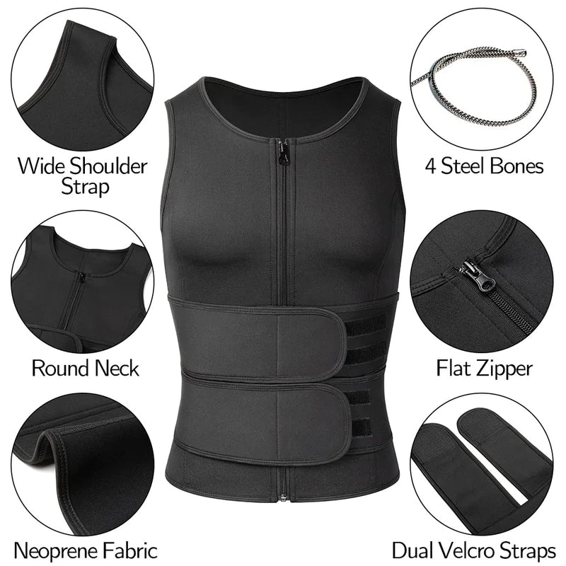 Men's Body Shaper Sauna Vest for Weight Loss Training