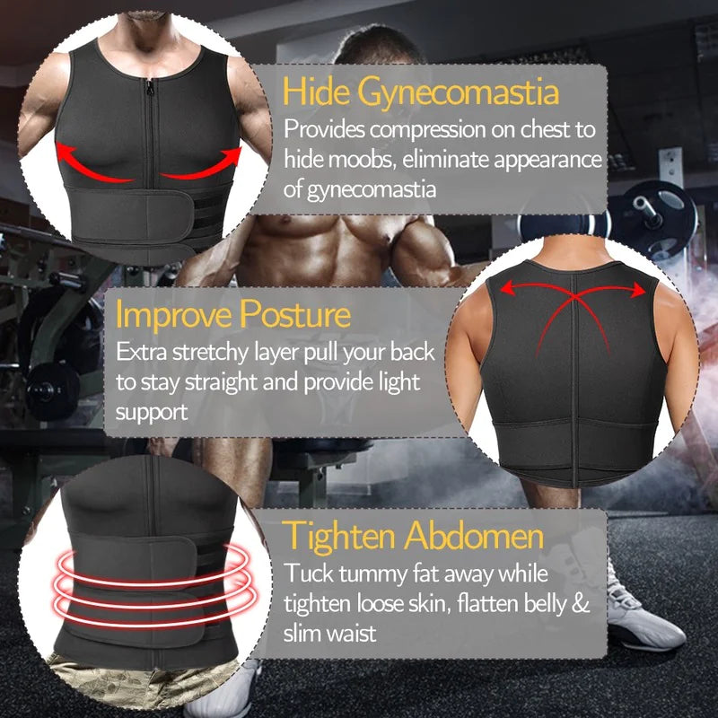 Men's Body Shaper Sauna Vest for Weight Loss Training
